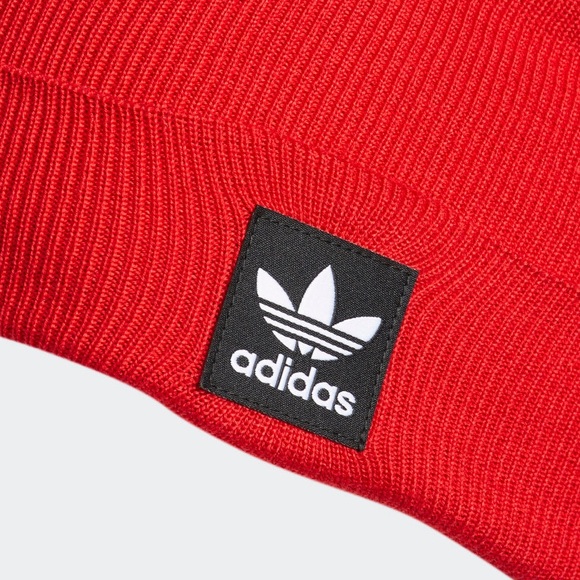 adidas Originals Grove Red Knit Beanie Hat - Picture 3 of 7